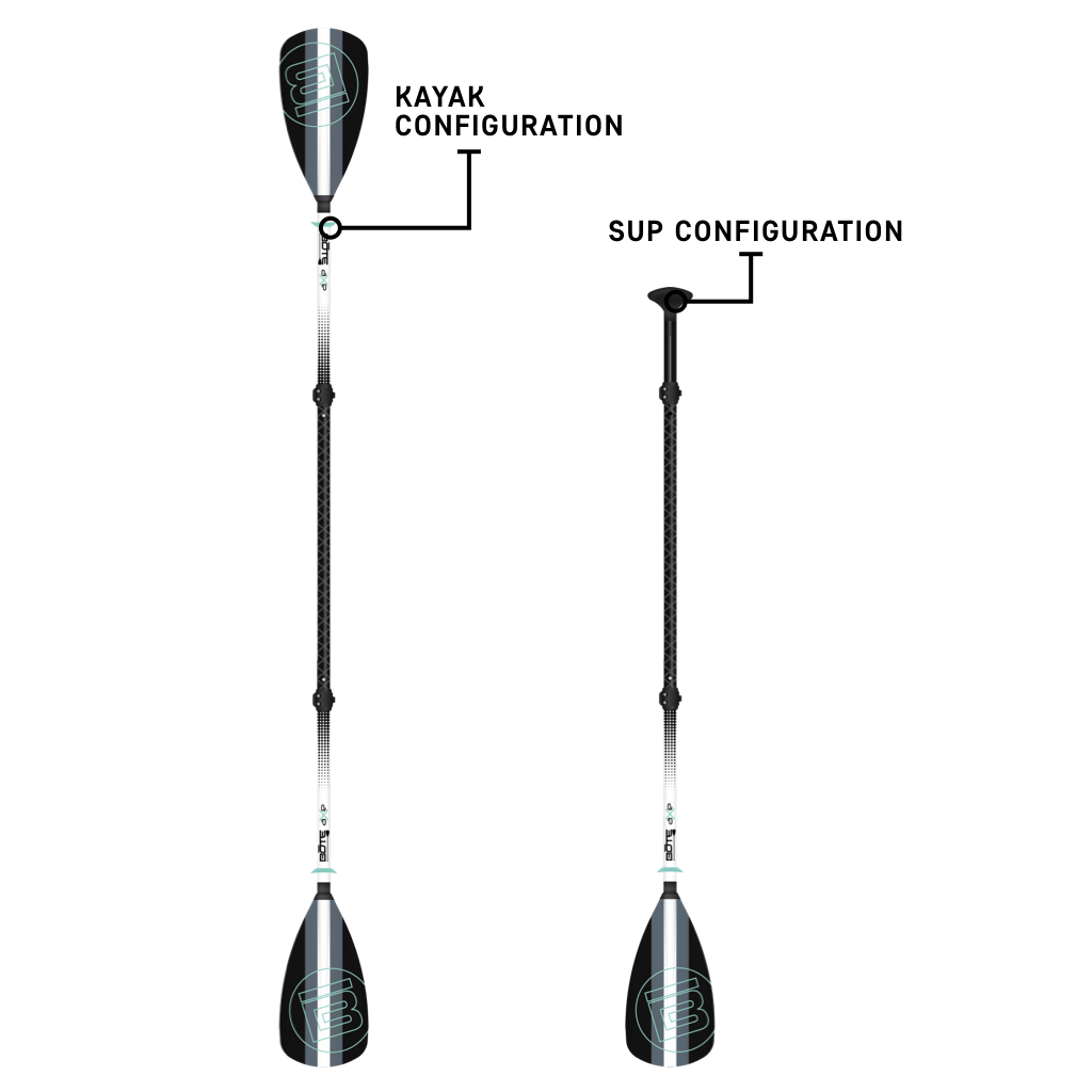 4-Piece Hybrid Adjustable Fiberglass Paddle Black