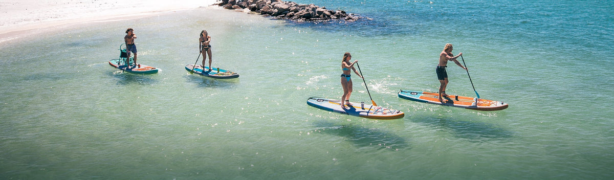People paddling on BOTE Inflatable Paddle Boards