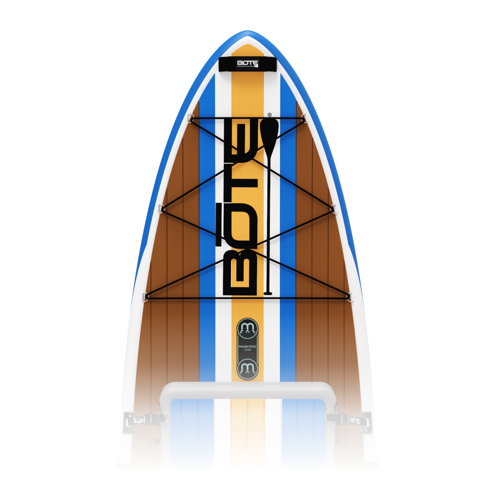 Top-down view of LowRider Aero Tandem deck in Full Trax colorway with bungee tie-downs and seat.