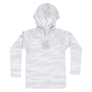 Front view of the Kids Explorer Tech Hoody Ice Camo