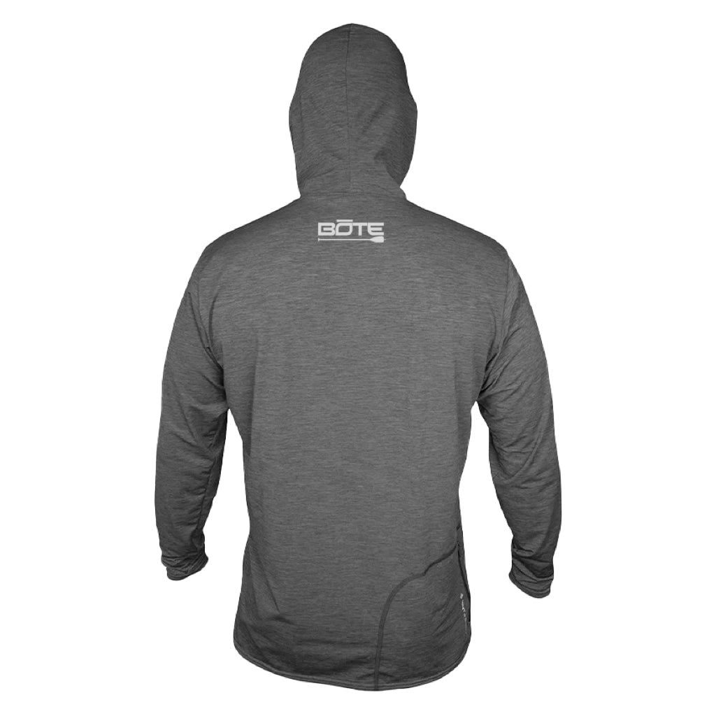 Back view the Men's Low Pro Tech Hoody Charcoal Heathered
