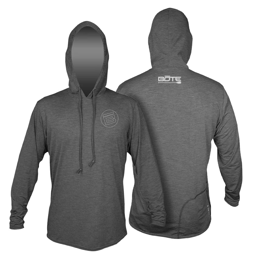 Front and back image of the Men's Low Pro Tech Hoody Charcoal Heathered