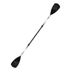 Angled view of the Kayak Configuration of the 4-Piece Hybrid Adjustable Aluminum Paddle Black