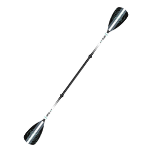 Angled view of the Kayak Configuration of the 4-Piece Hybrid Adjustable Fiberglass Paddle Black