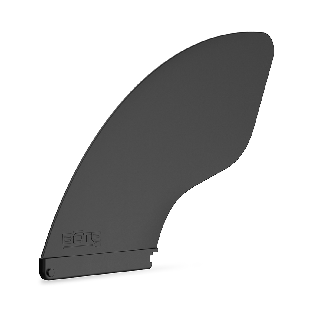 Angled view of black 10" Click-In Center Fin showing click-in base detail.