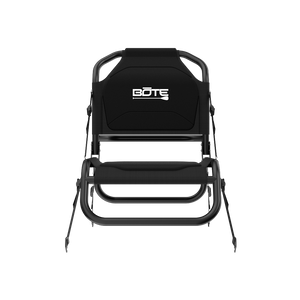 Front view of Solis Seat with black frame, straps, padded seat, and BOTE logo backrest.