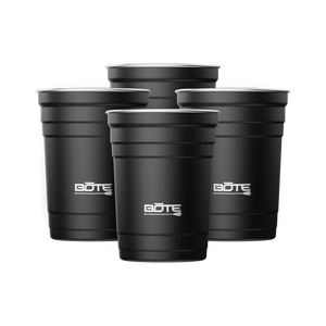 A detailed image of the Stainless Steel Cups 4-Pack Black, showing its design and key features.