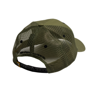 Rear view of Eagle Supply Trucker Hat in Green with green mesh back.