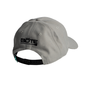 Rear view of BOTE Nation Flag Hat Gray in Grey with black BOTE patch.