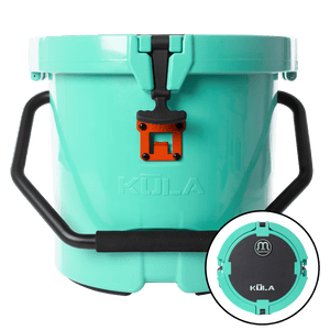 Front view of Kula 5 cooler in Seafoam with top view