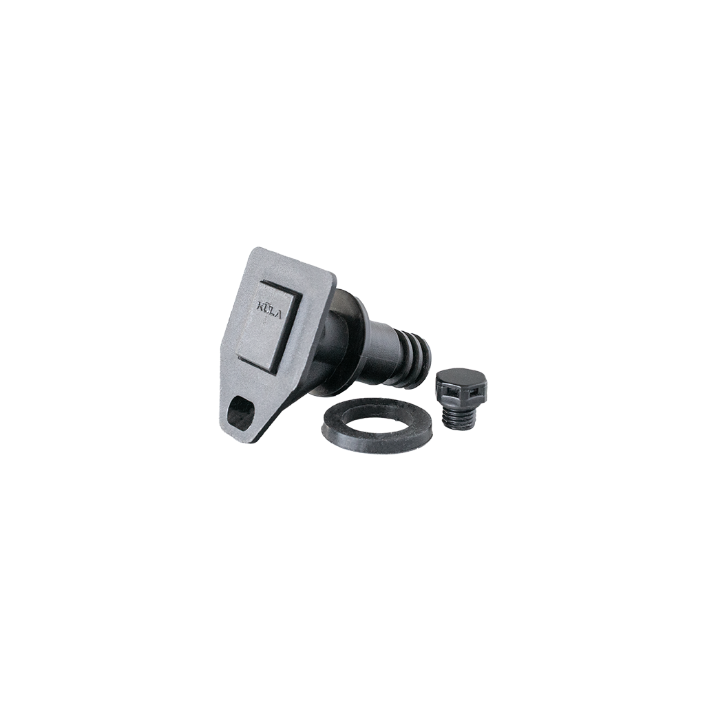 Top view of the KULA 2.5 Vent Plug & Tap Kit showing the black threaded vent plug.