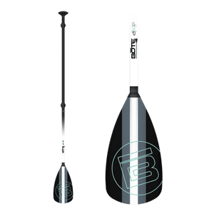 3-piece adjustable black carbon paddle with white BOTE branding and teardrop blade shape.