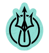 Icon of a paddle blade and three arrows over an aqua circle.