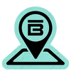 Icon of a BOTE location pin over an aqua map outline.