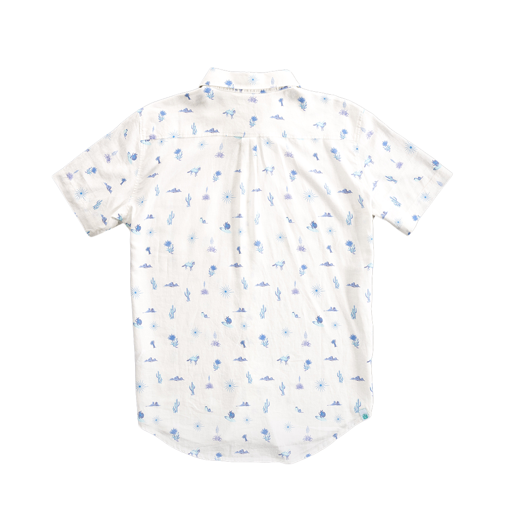 White baby wrap with blue floral pattern on a white background