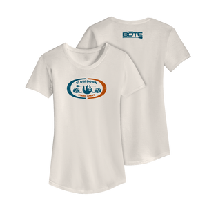 Front and back image of the Women's Slow Down Tee