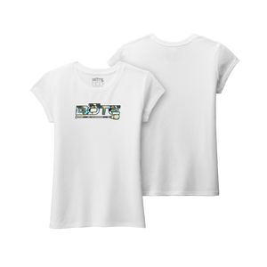 Front and back image of the Youth Girl's Paradise Logo Tee
