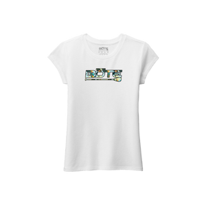 Front view of the Youth Girl's Paradise Logo Tee