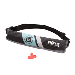 BOTE Inflatable Belt PFD with BOTE logo and circle B logo on the front