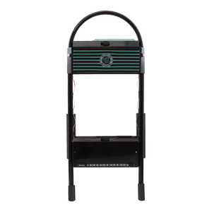 Front view of Power Rac with striped lid, curved handle, and LED utility lighting.